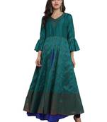 Sea-green printed polyester kurti