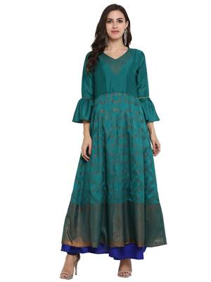 Sea-green printed polyester kurti 2