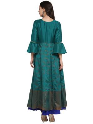 Sea-green printed polyester kurti 3
