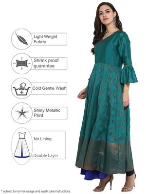 Sea-green printed polyester kurti 4