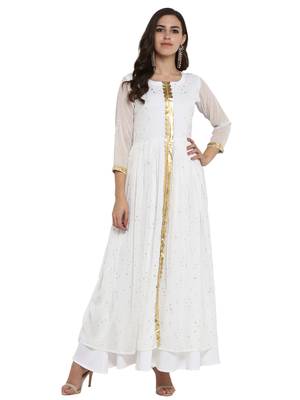 White printed chiffon kurti 2