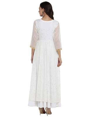 White printed chiffon kurti 3