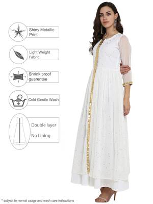 White printed chiffon kurti 4