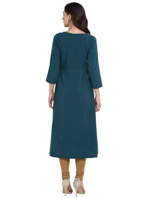 Sea-green printed crepe kurti 3