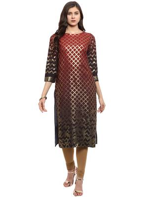 Red printed crepe kurti 1