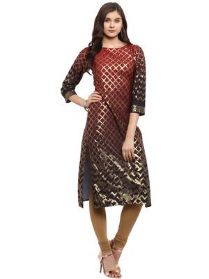 Red printed crepe kurti 2