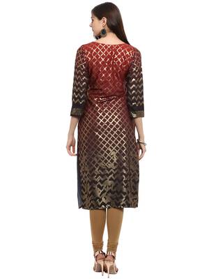 Red printed crepe kurti 3