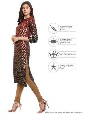 Red printed crepe kurti 4