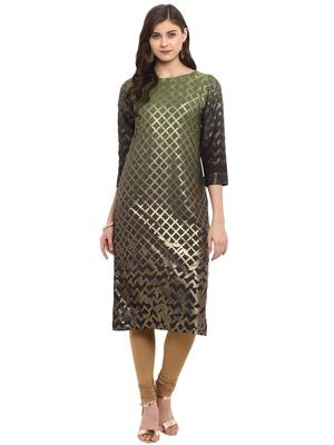 Green printed crepe kurti 2