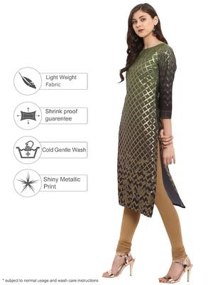 Green printed crepe kurti 4