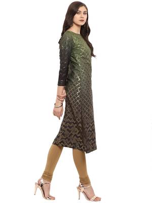 Green printed crepe kurti 5