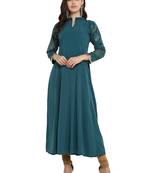Sea-green printed crepe kurti