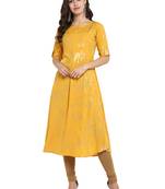 Yellow printed crepe kurti