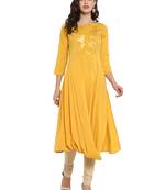 Yellow printed crepe kurti