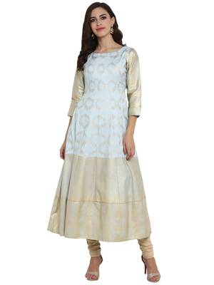 Sky-blue printed polyester kurti 1