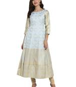 Sky-blue printed polyester kurti