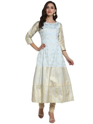 Sky-blue printed polyester kurti 2