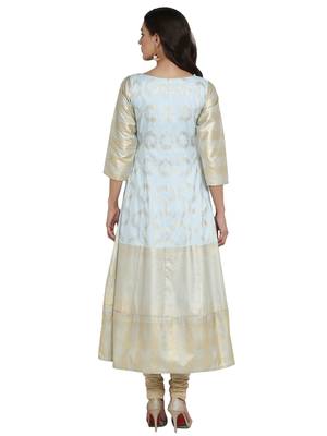 Sky-blue printed polyester kurti 3