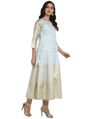 Sky-blue printed polyester kurti 5