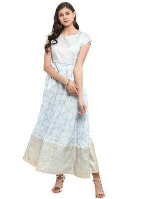 Sky-blue printed polyester kurti 1