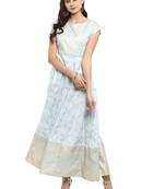 Sky-blue printed polyester kurti