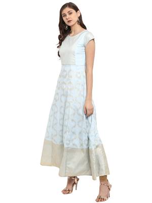 Sky-blue printed polyester kurti 2