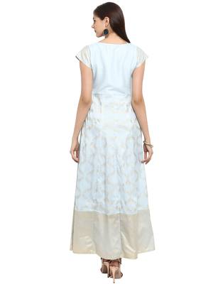 Sky-blue printed polyester kurti 3