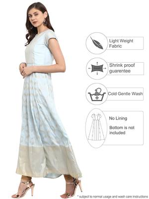 Sky-blue printed polyester kurti 4