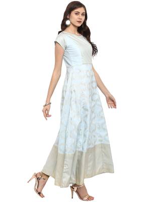 Sky-blue printed polyester kurti 5