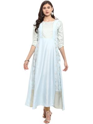 Sky-blue printed crepe kurti 1