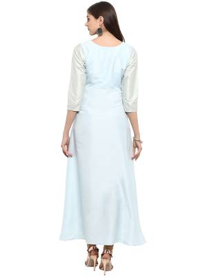 Sky-blue printed crepe kurti 3