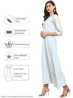 Sky-blue printed crepe kurti 4