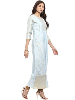 Sky-blue printed crepe kurti 5