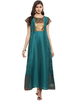 Sea-green printed polyester kurti 1