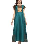 Sea-green printed polyester kurti