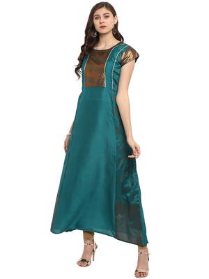 Sea-green printed polyester kurti 2