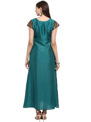 Sea-green printed polyester kurti 3