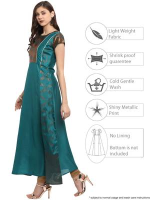 Sea-green printed polyester kurti 4
