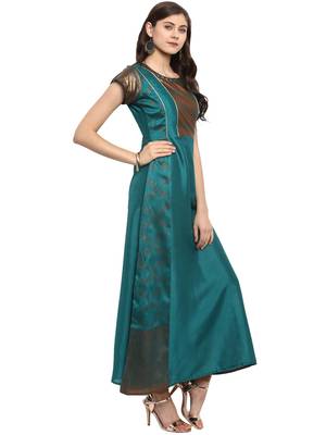 Sea-green printed polyester kurti 5