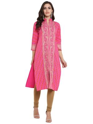 Pink printed crepe kurti 1