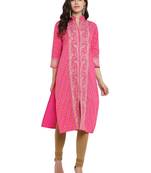 Pink printed crepe kurti
