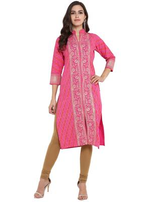 Pink printed crepe kurti 2