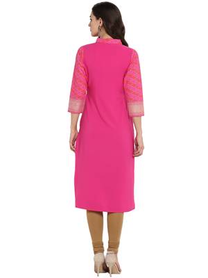 Pink printed crepe kurti 3