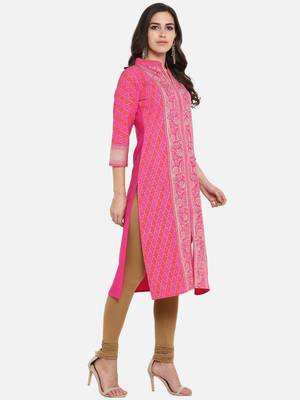Pink printed crepe kurti 5