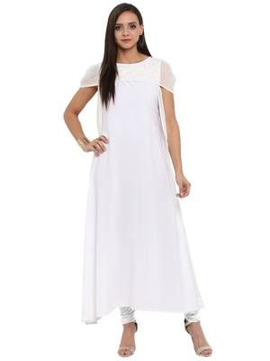White printed chiffon kurti 2