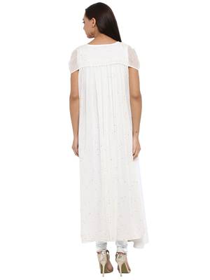 White printed chiffon kurti 3