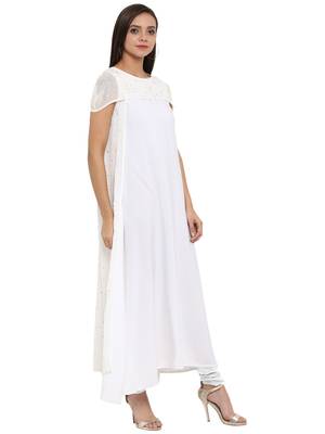 White printed chiffon kurti 5