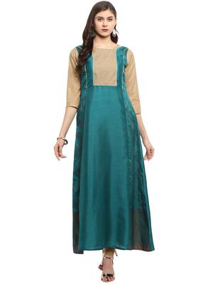 Sea-green printed polyester kurti 1