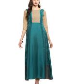 Sea-green printed polyester kurti