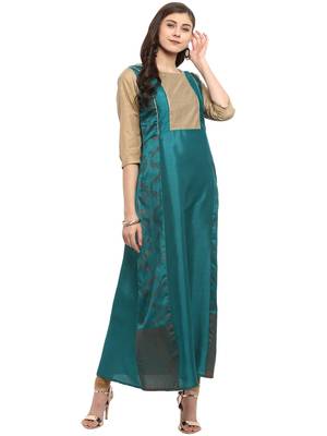 Sea-green printed polyester kurti 2